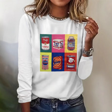 Autumn and winter hot selling casual gradient printed long sleeved T-shirt
