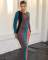Women's Fashion Multi color Splicing Long Sleeve Pit Strip Casual Dress