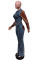 Hot selling leather U denim patchwork elastic pants women's clothing