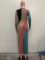Women's Fashion Multi color Splicing Long Sleeve Pit Strip Casual Dress