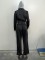 Women's fashion splicing fake two-piece hooded jacket pants two-piece set