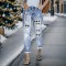 Valentine's Day Dandelion Printed Flanged Punched Jeans Fashion Street Pants