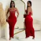 Fashionable women's one shoulder split iron diamond wrapped hip dress new