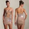 Fashionable women's sexy camisole short skirt with rhinestone wrapped arm dress