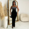 Fashionable women's one shoulder split iron diamond wrapped hip dress new