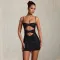 Fashionable women's sexy camisole short skirt with rhinestone wrapped arm dress