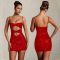 Fashionable women's sexy camisole short skirt with rhinestone wrapped arm dress