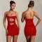 Fashionable women's sexy camisole short skirt with rhinestone wrapped arm dress