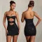 Fashionable women's sexy camisole short skirt with rhinestone wrapped arm dress