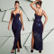 Fashionable women's rhinestone slim fit sexy bag arm slit dress