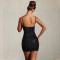 Fashionable women's sexy camisole short skirt with rhinestone wrapped arm dress
