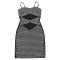 Fashionable women's sexy camisole short skirt with rhinestone wrapped arm dress