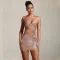 Fashionable women's sexy camisole short skirt with rhinestone wrapped arm dress