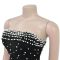Fashionable women's strapless sexy bubble bead split backless dress
