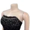 Fashionable women's one shoulder split iron diamond wrapped hip dress new