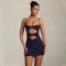 Fashionable women's sexy camisole short skirt with rhinestone wrapped arm dress