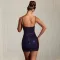 Fashionable women's sexy camisole short skirt with rhinestone wrapped arm dress