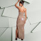 Fashionable women's rhinestone slim fit sexy bag arm slit dress