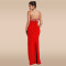 Fashionable women's strapless sexy bubble bead split backless dress