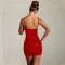 Fashionable women's sexy camisole short skirt with rhinestone wrapped arm dress