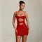 Fashionable women's sexy camisole short skirt with rhinestone wrapped arm dress
