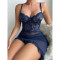 Sexy lingerie lace perspective seduction nightgown thong two-piece set