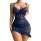 Sexy lingerie lace perspective seduction nightgown thong two-piece set