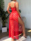 Sexy lingerie lace see through long skirt seductive nightgown thong two-piece set new