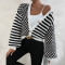 New autumn and winter knitted top sweater women's checkered patchwork striped knitted jacket