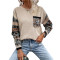 New women's autumn knitted loose sweater round neck color blocked long sleeved top
