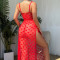 Sexy lingerie lace see through long skirt seductive nightgown thong two-piece set new