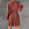 Spring, autumn and winter, new style, slim waist, retro Fried Dough Twists sweater, long sleeve dress