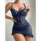 Sexy lingerie lace perspective seduction nightgown thong two-piece set