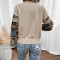 New women's autumn knitted loose sweater round neck color blocked long sleeved top