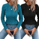 Round Neck Fried Dough Twists Pullover Sweater Women's Undercoat Simple Long Sleeve Top in Autumn and Winter Fashion Trend Temperament