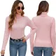 Women's autumn and winter high neck pullover solid color long sleeve threaded Fried Dough Twists versatile sweater