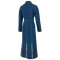 Cross border women's long sleeved lapel hem slit bubble bead long dress