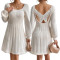 Fashion women's butterfly back U-neck long sleeved dress sweater