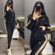 Sports suit autumn/winter fashion hooded temperament commuting slim fit embroidered two-piece set