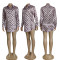 Casual shirt spring new fashionable printed slim fit shirt skirt