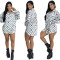 Casual shirt spring new fashionable printed slim fit shirt skirt