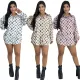 Casual shirt spring new fashionable printed slim fit shirt skirt