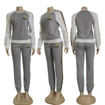 New fashionable slim fit simple embroidered sweatshirt casual long sleeved pants sportswear set