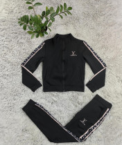 Autumn and winter new embroidered zipper long sleeved pants casual two-piece set