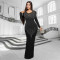 Fashionable women's long sleeved slim fit bag arm hot diamond sexy dress