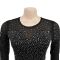 Fashionable women's long sleeved slim fit bag arm hot diamond sexy dress