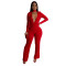 Fashionable women's sexy V-neck long sleeved diamond hot stamping bag arm jumpsuit new