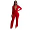 Fashionable women's sexy V-neck long sleeved diamond hot stamping bag arm jumpsuit new