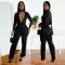 Fashionable women's sexy V-neck long sleeved diamond hot stamping bag arm jumpsuit new
