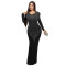 Fashionable women's long sleeved slim fit bag arm hot diamond sexy dress